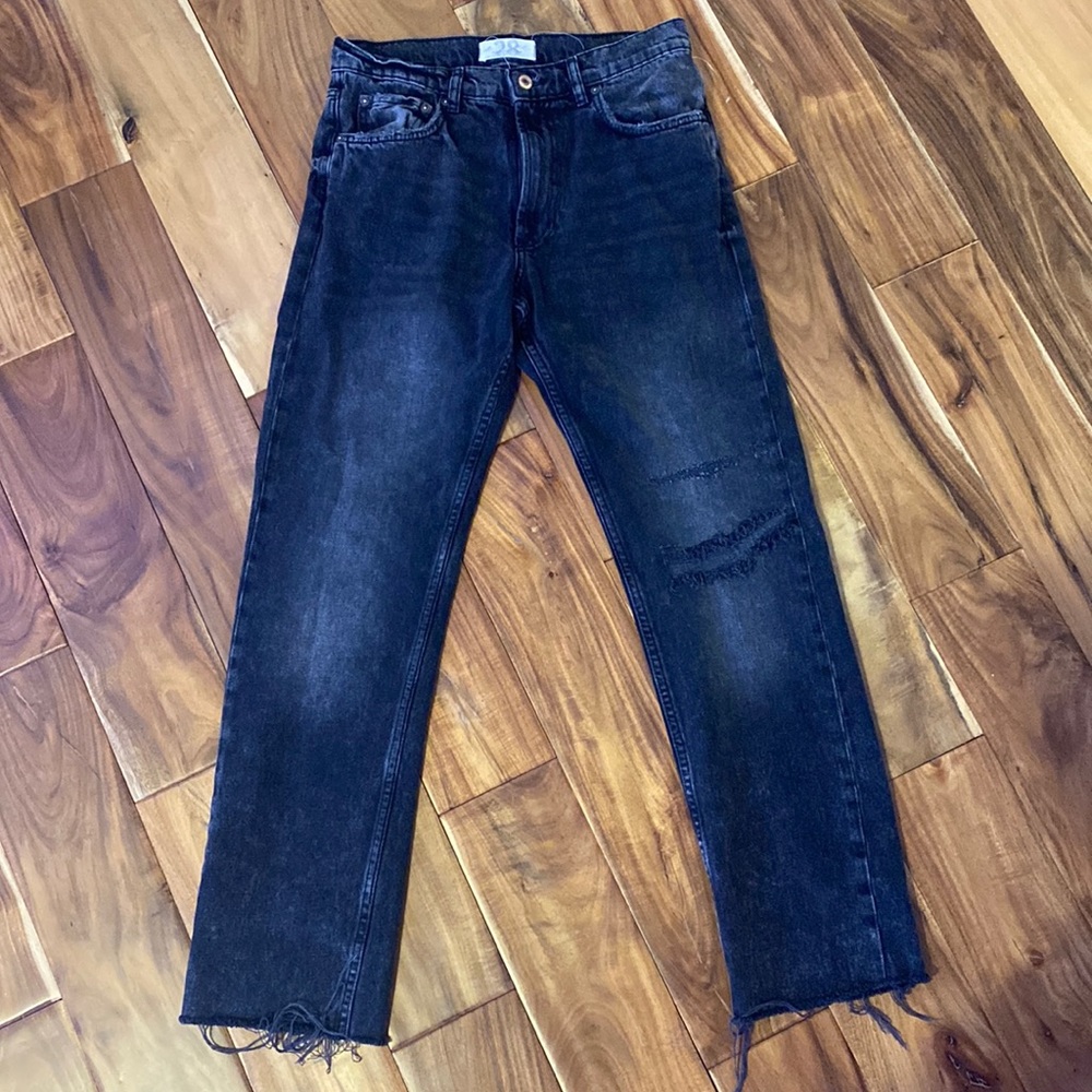 distressed free people mom jeans
